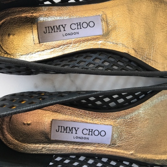 AUTHENTIC Jimmy Choo Black Gianna Pointed Toe Flats Size 38 - Picture 5 of 8